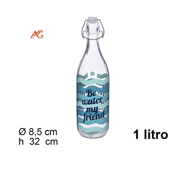 Paquete de 8 botellas de vidrio de 1 litro con tapones  