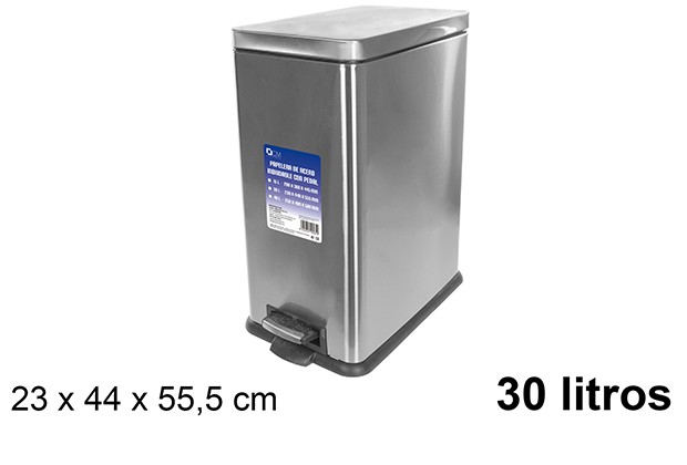  YRHH Cubo de basura rectangular de 30 litros con doble  compartimento para reciclaje de cocina, de acero inoxidable, con pedal de  acero inoxidable, papelera de reciclaje de desechos, papelera para  clasificación